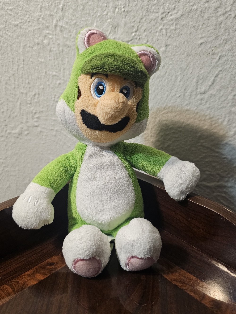 Nintendo Green and White Luigi Frog Plush with Pink Paw Accents